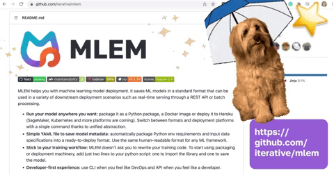 Machine Learning should be mlemming! Umbrella dog